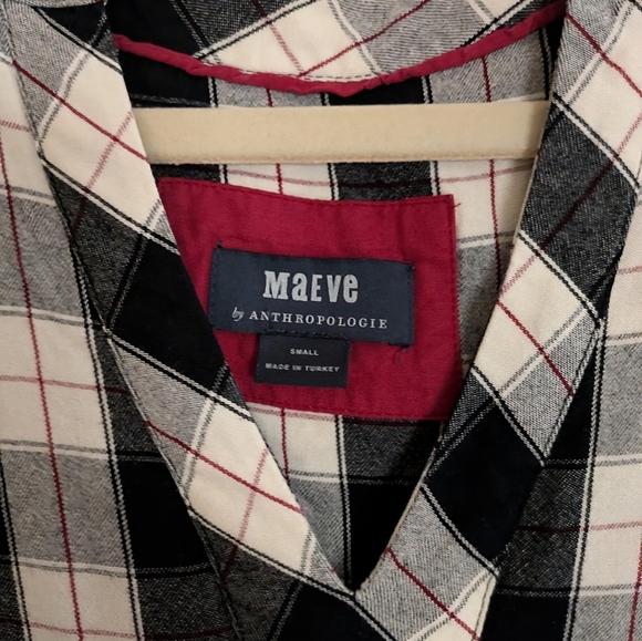 Anthropologie Maeve Black & White Plaid Tunic Shirt Dress Size S Christmas Dress - Picture 5 of 5